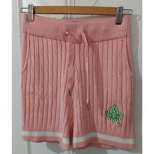 Ivy storehouse womens medium hi waist cable knit sweater shorts pink green